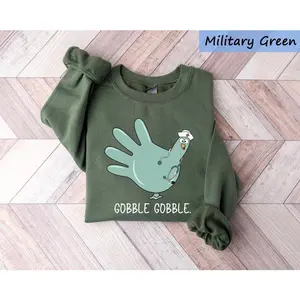 Turkey Glove Nurse Thanksgiving Sweatshirt, Gobble Gobble Nurse Turkey Sweater, Thanksgiving Nurse Shirt, Funny Nurse Thanksgiving Crewneck