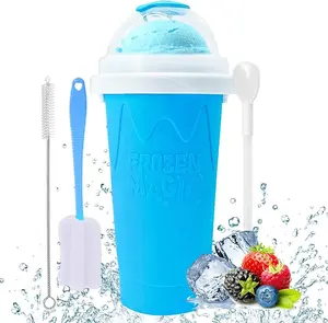 SLUSHY CUPS- SLUSHIE MAKER FOR ANY DRINK COMES WITH SPOON, LID, CLEANING BRUSH, Kitchen Straw Mug Utensils Spoon, Food Grade Silicone Slushie Maker t