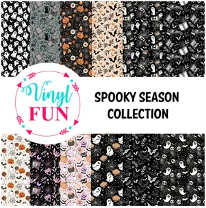 12pk Spooky Season Adhesive Pattern Vinyl Sheets 12"x12"
