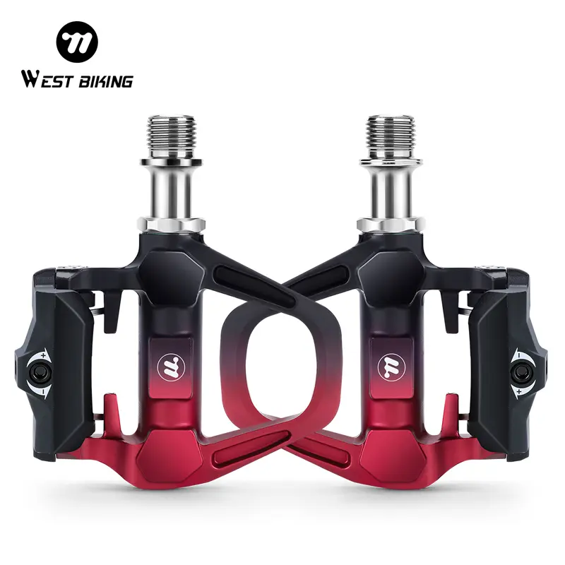 WEST BIKING Aluminum alloy road bicycle lock pedal bicycle parts Titanium shaft SPD with lock plate self-locking bicycle pedal
