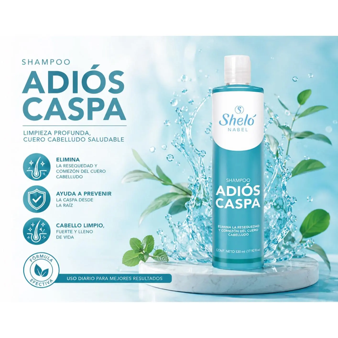 Sheló NABEL AC Shampoo 530 mL - Gentle Scalp Care Formula for Clean Soft Hair & Refreshed Feel - 17.92 fl oz Bottle for Regular Use
