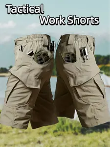 Men's outdoor khaki tactical work shorts with a multi-pocket design, Loose Cargo Shorts. Lightweight and breathable, they are ideal for daily work, fishing, hunting, and fitness activities, making them a versatile choice for men's bottoms year-round.