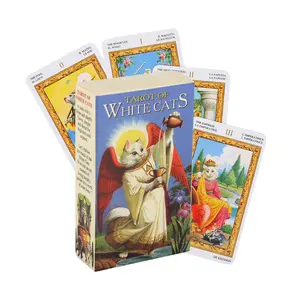White cat tarot cards board games English Cute cat Tarot deck playing games party family games