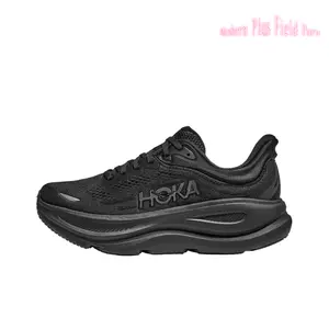 Monochrome All Black Thick Cushion Running Shoes Solid Breathable One-Piece Knit Mesh Upper Ultra Soft Shock Absorbing Midsole For Long Distance Road Jogging & Marathon Training