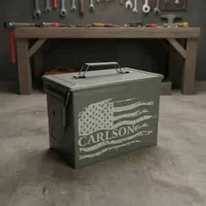 Custom Laser-Engraved Military Surplus Steel Ammo Can – 30 Cal, 50 Cal & Fat 50 Options