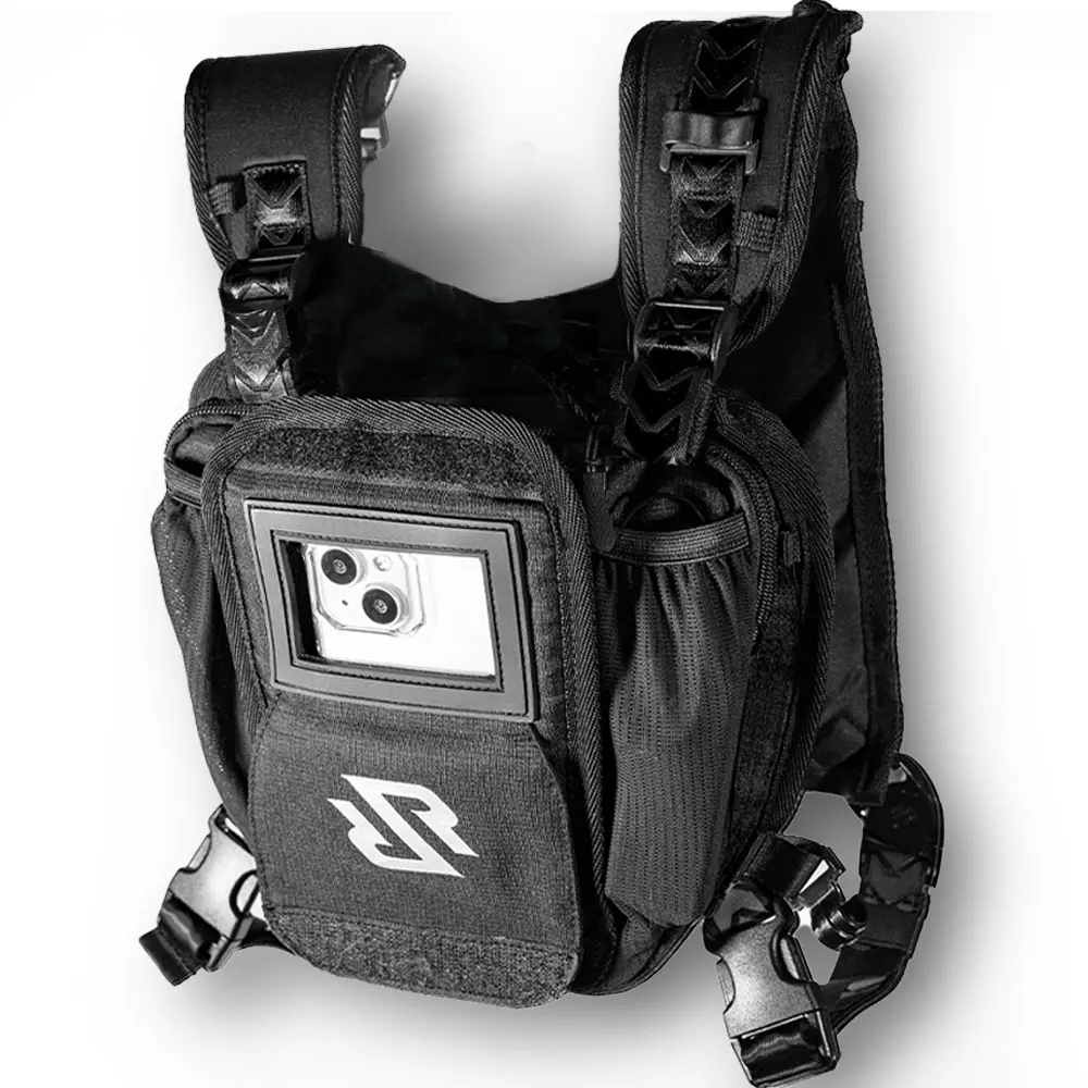 RaveRunner Ski Chest Pack & Running Vest Bag - Adjustable Chest Pack With Water Bottle | Lightweight Running Chest Hydration Pack Sport Active