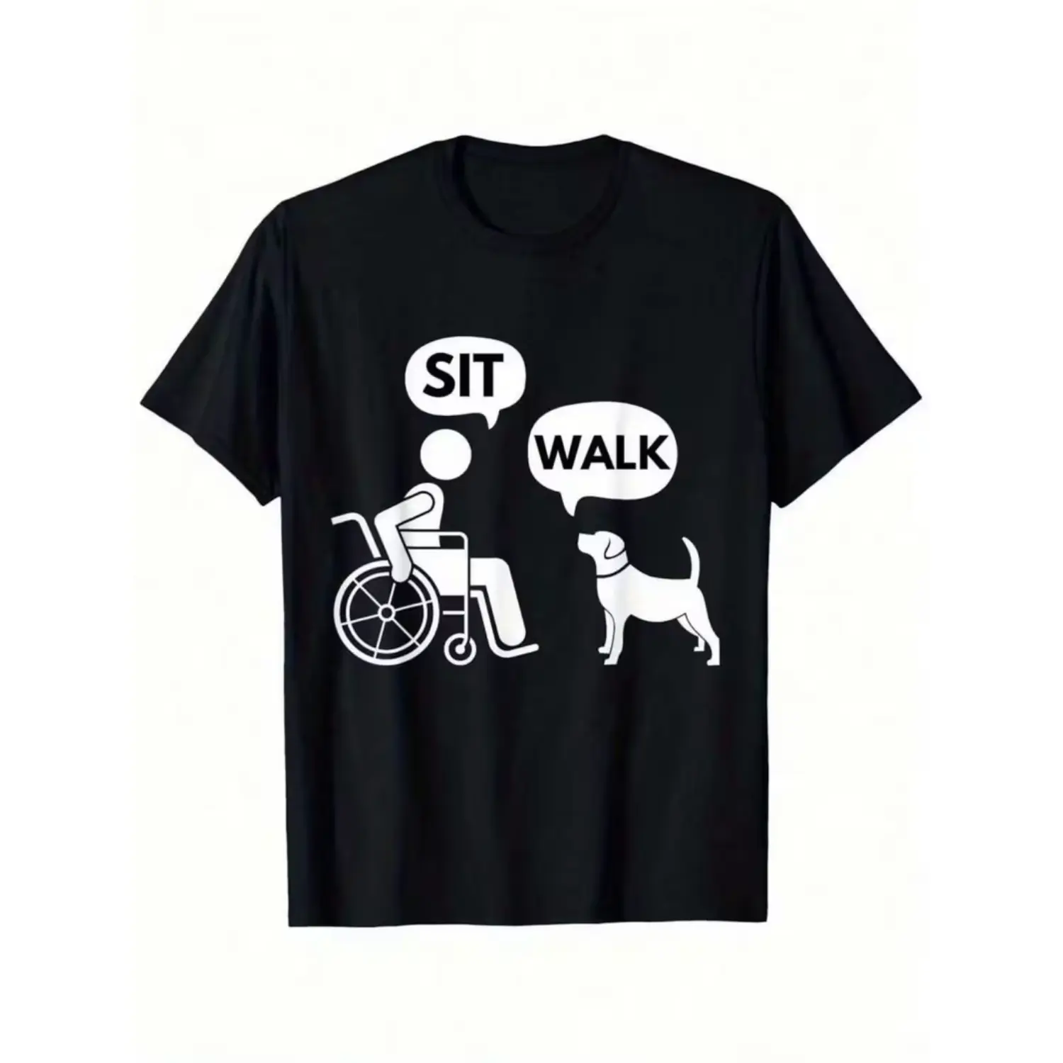 Teenager's Humorous Wheelchair T-Shirt with Sit Walk Slogan & Graphic, Comfortable Crew Neck Casual Summer Top, Machine Washable, Available in Sizes S-5XL for Mobility Aid Users & Disability Humor Apparel - Perfect for Casual Wear & Travel Outfits