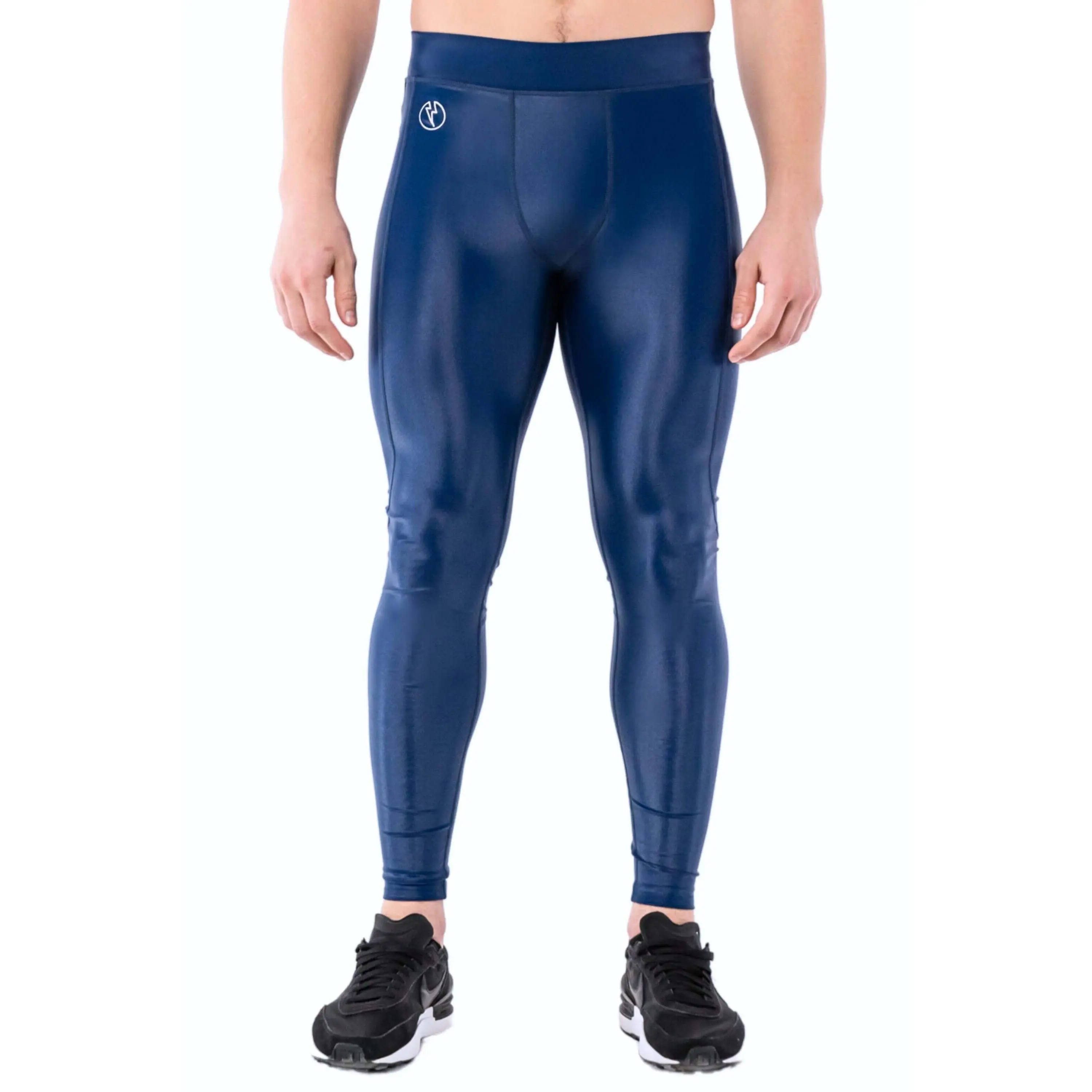 Kapow Meggings Delta Blue Shine Men’s Performance Leggings All-Weather Activewear with Phone & Zip Pockets Compression Yoga Pants Gym Tights Clothes
