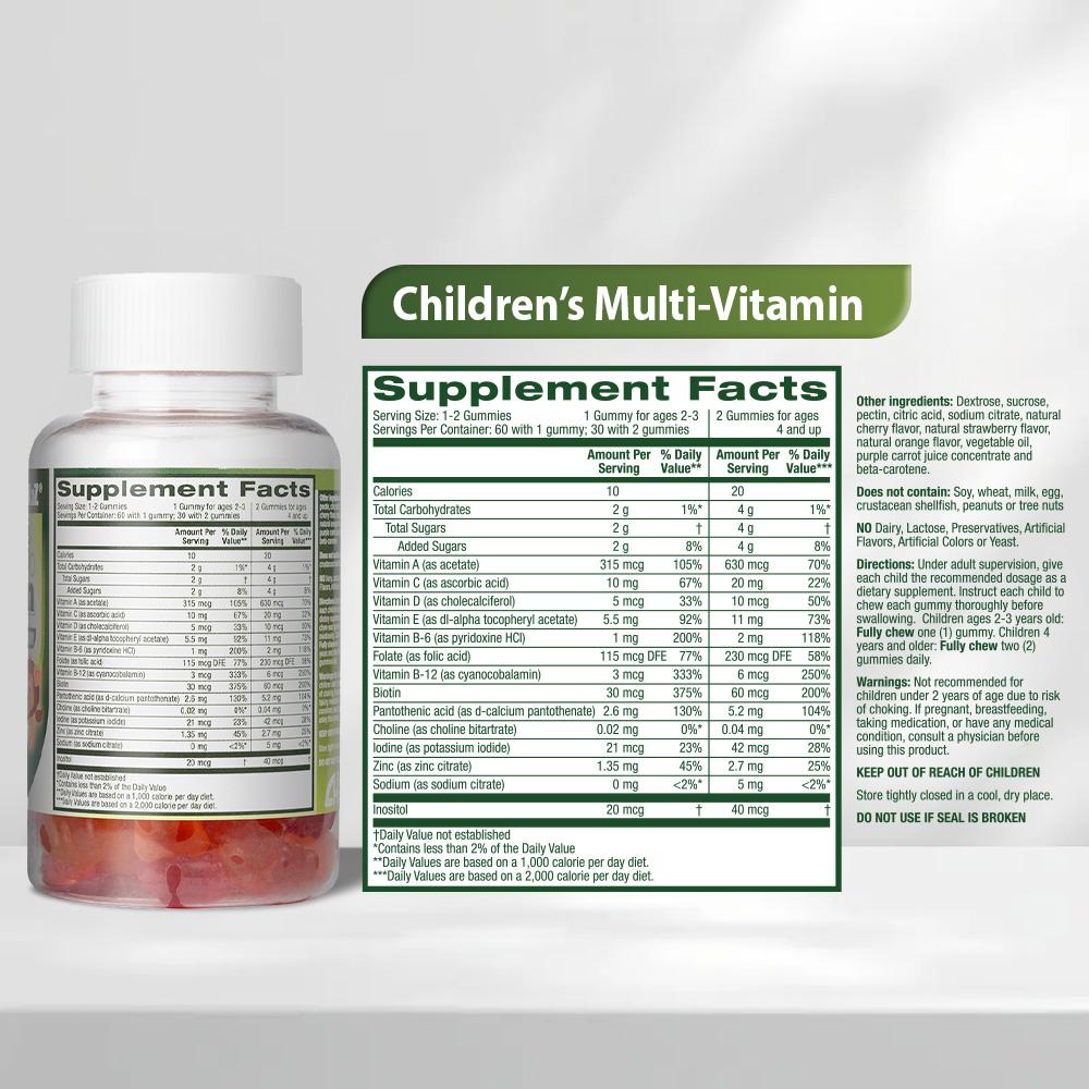 HealthA2Z Kids Multivitamin Gummies (Strawberry, Orange, Cherry) - 60 Pieces (Pack of 1) - Vitamin & Nutritional Support for Growing Bodies - Easy Digestion