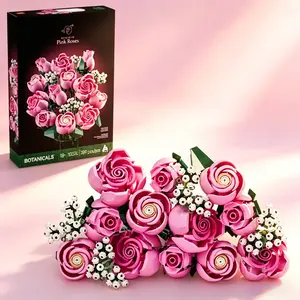 Rose Block Artificial Flower, Adult Use, 16+ Years, Gift for Girlfriend, Child, Birthday, Christmas, Home Office Decoration