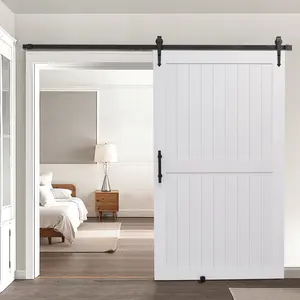 VEVOR Sliding Barn Door, 48 x 84 inch, High-Strength MDF Panel, Barn Door with Hardware Kit, Water-Proof PVC Surface, Easy to Install, H-Frame, Smoothly and Quietly Sliding for Living Room, Bathroom