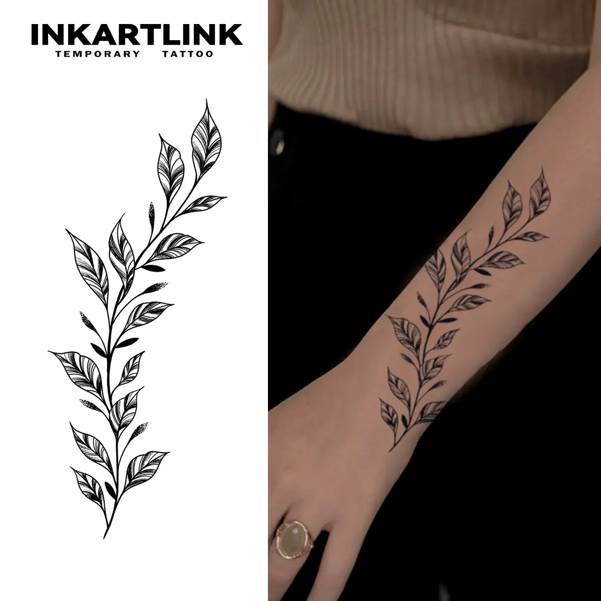 INKARTLINK Realistic Semi-Permanent Grow Design Tattoo Sticker, Lasts 1-2 Weeks with a Reflection-Free Finish, All Skin Types