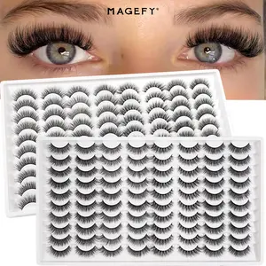 MAGEFY 80 Pairs Fluffy False Eyelashes, Mixed Styles Wispy Cat Eye & Natural Curl Strip Lashes, Soft Lightweight Lashes for Everyday Makeup