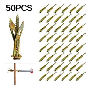 100pcs Count Drywall Self Drilling Anchors and Screws, Heavy-Duty Zinc-Plated Steel Anchors with Self-Tapping Screws, Hollow Screws and Anchors for TV, Bicycle,Cabinet Fixing Accessories, Easy Application, No Drill or Holes in Wall