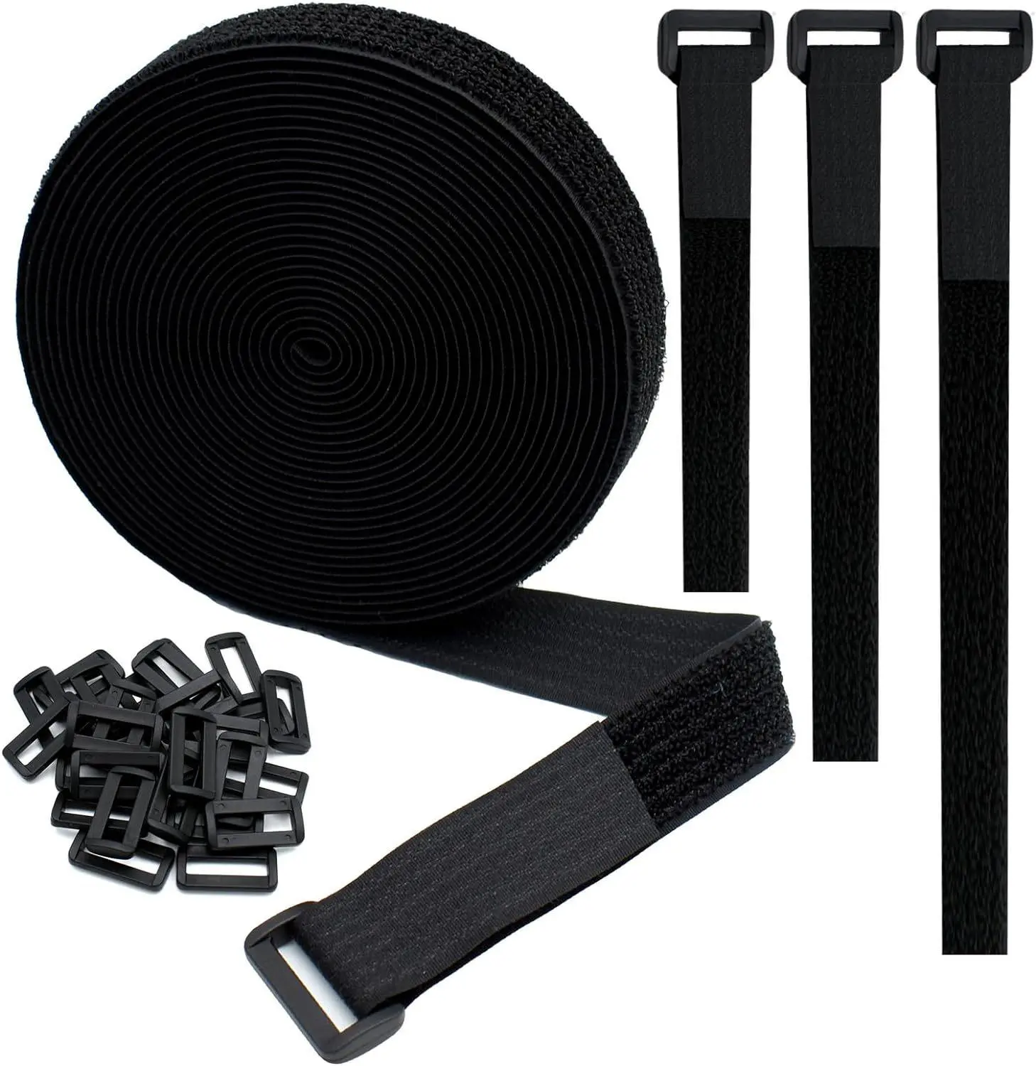 Heavy Duty Tape with 25 Buckles Adjustable cable ties Cuttable Resealable Cable Ties Velcro Cable Ties for cables, hoses, pipes and more