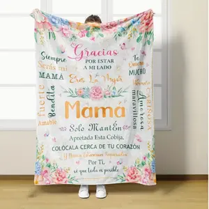 Unique Spanish-themed gifts for Mama, birthday gifts for Mom, Spanish-language Christmas and Mother’s Day gifts, gifts for Mom, personalized Mother’s Day gifts. A blanket for Mom to remind her of you through every season.