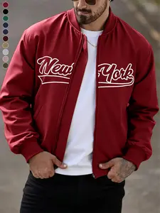 Men's casual jacket with letter print, stylish campus baseball uniform, suitable for couples' casual wear and versatile clothing, ideal choice for daily use and outdoor activities Long Sleeve Tops