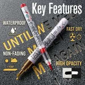 4-Pack Large Capacity Stone Repair Paint Pens, Waterproof Oil-Resistant Non-Fading, Hard Tip Marker for Writing and Inscriptions