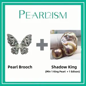 【Andrew】Butterfly Brooch + Shadow King pearl (Min 1 king Pearl + 1 Edison as gift) [Open in live]｜Freshwater Mix Color Baroque Pearl