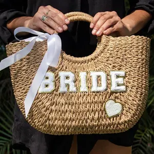 Bride Straw Tote Beach Bag — Honeymoon Gifts, Bridal Shower, Bachelorette Party, Honeymoon Supplies, Accessories for the Bride-to-Be