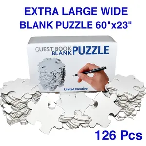 Extra Large Guest Book Blank Puzzle 60x23 inches, 126 Pieces - Ideal For Wedding Birthday Party Events, DIY Art Craft Projects, Guest Book Alternative