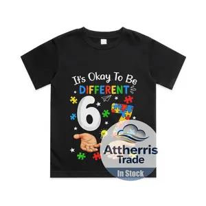 Six Seven Autism Awareness 67 Kids Boys Autism Cotton T-shirt, Graphic Print Round Neck Short Sleeve Casual Tee for Boys Girls