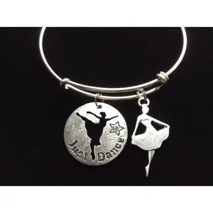 Just Dance Silver Expandable Charm Bracelet Dancer Ballet Teacher Gift