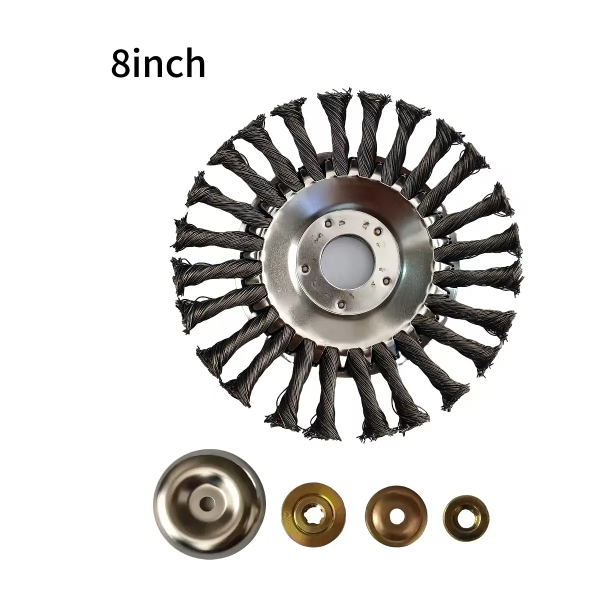 Single 8 Inch Wire Brush Weed Removal Tool, Twisted Bowl Design for Rust and Moss Removal, Durable Brush Head for Lawn Mowers and Trimmers