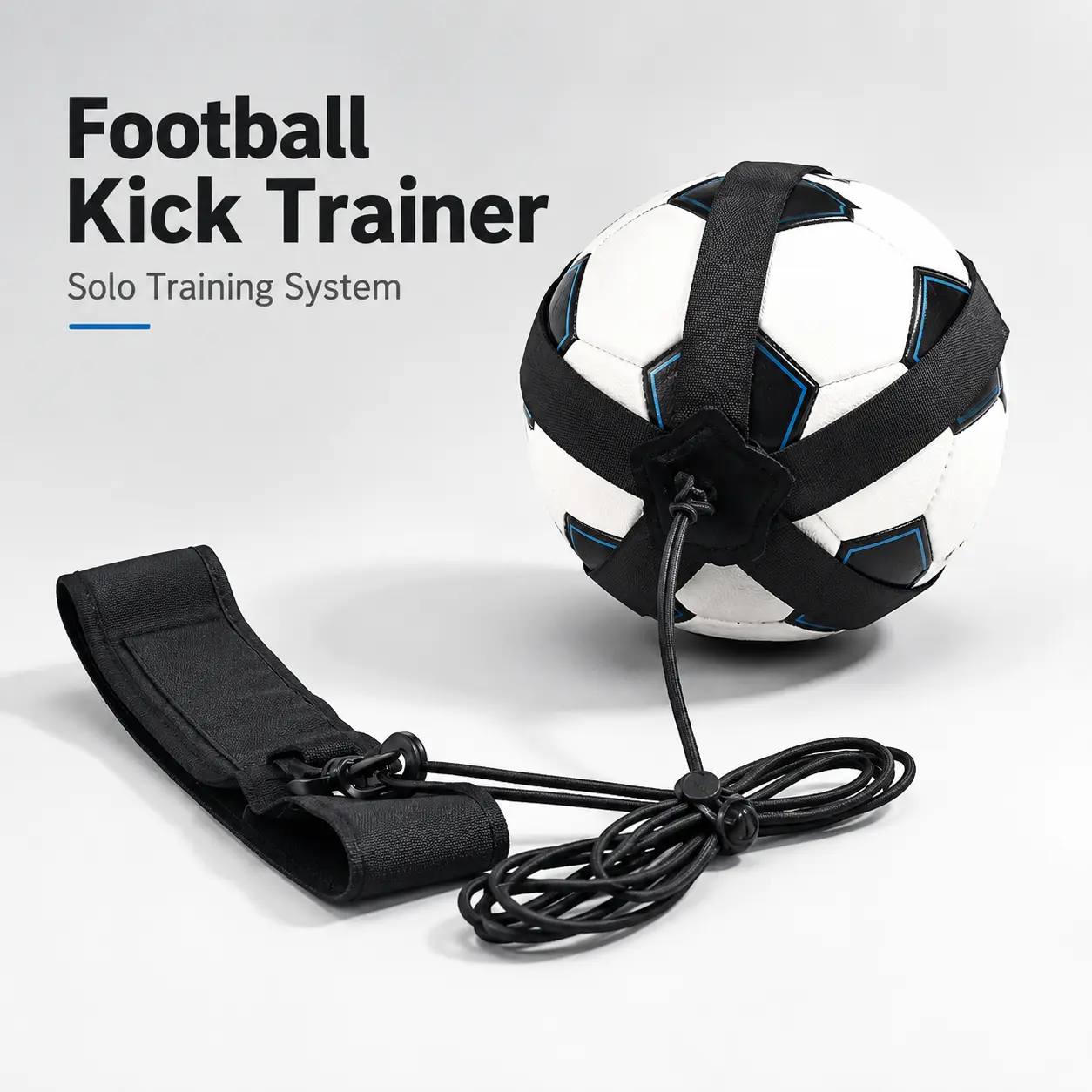 Football Kick Trainer Solo Practice Belt, Adjustable Soccer Training Aid, Ball Control & Juggling Trainer (Ball Not Included)