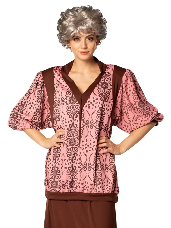 Golden Granny Strong Halloween Costume with Wig, Adult Size L-XL