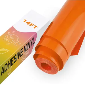 Orange Permanent Vinyl, 12" x 14 FT Glossy Orange Permanent Adhesive Vinyl Roll Compatible with Cricut Cutting Machine, Silhouette, Cameo Cutters, Signs, Scrapbooking, Craft, Die Cutters