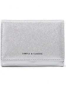 Womens Wallet Small Trifold Slim Pearlescent  Leather Glitter Cute Wallet Cash Pocket With Coin Purse ID Window Card Holder For Girls (Pearl Creamy-White)