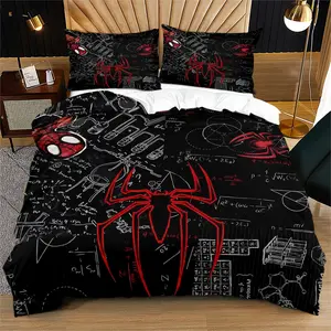 Red spider pattern, soft bed cover set, including 1 cover and 1 or 2 pillowcases, without cotton core, suitable as a birthday or holiday gift
