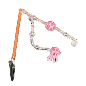 Jellyfish Coochie Clip with Pink Jellyfish Charm and Beaded Chain for Stylish Accessory