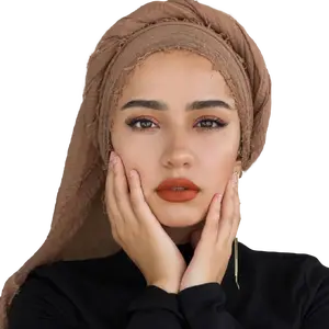 'Camel Brown' Crinkle Cotton Hijab