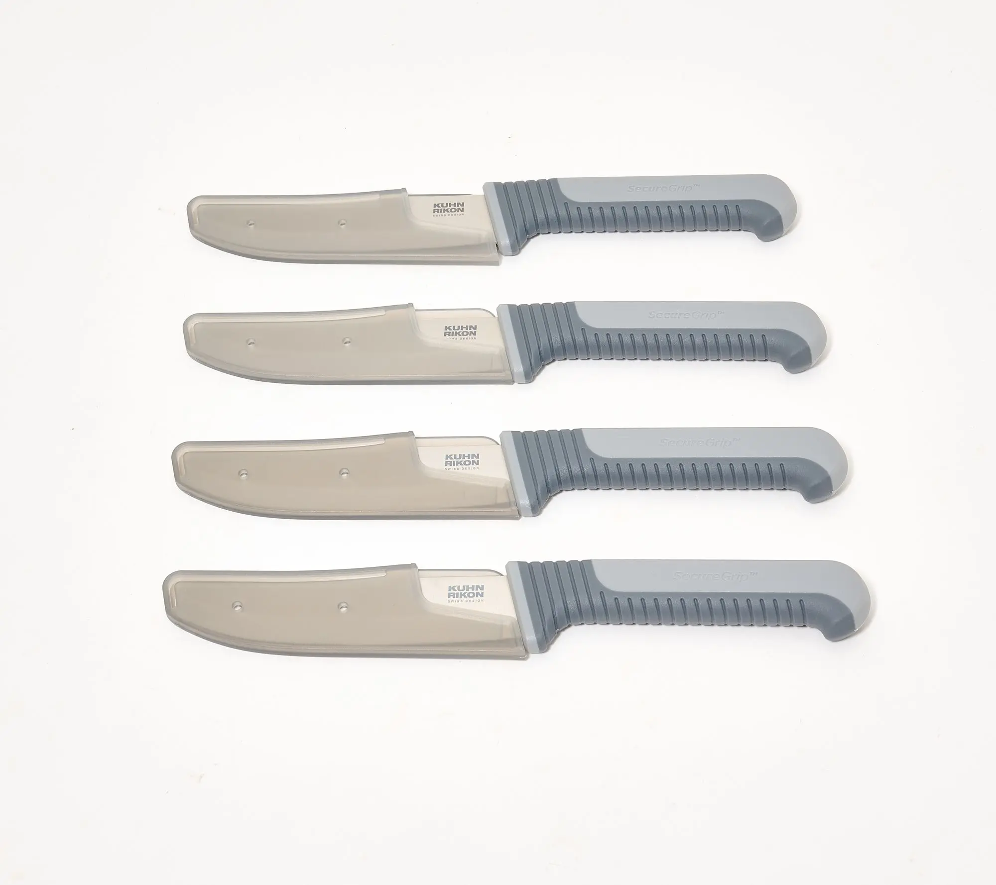Kuhn Rikon Set of 4 Secure Grip Steak Knives w/ Sheaths Kuhn Rikon Set of 4 Secure Grip Steak Knives w/ Sheaths