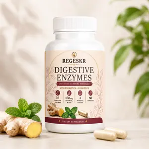 REGESKR Complete Digestive Support Formula - 3-in-1 Enzymes Probiotics & Prebiotics Complex - 60 Capsules
