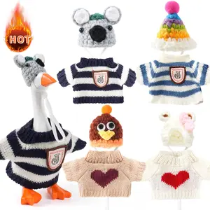 4-Piece 7-Inch Magnetic Desk Goose Knitting Outfit Set Mini Wardrobe for Desk Goose Statue Accessories