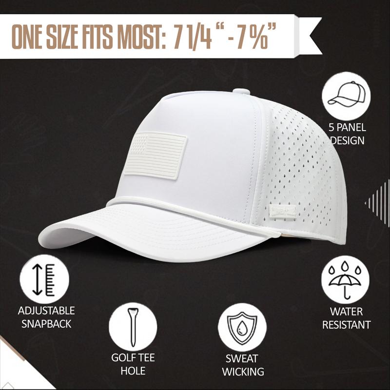 Curves and Clubs Whiteout American Flag Rope Hat - Classic Rope Accent, Breathable Mesh Back, Adjustable Snapback Closure, Versatile Golf Accessory USA Flag Golf Hat