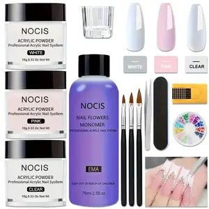 Acrylic Nail Kit, 1 Set Professional Acrylic Nail Powder & Liquid & Nail Brushes & Nail Art Tools for Beginners, Nail Art Kit for Women, Nail Tech Supplies, Manicure, Manicure Salon Set