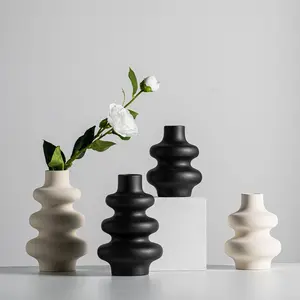 2-Piece Set Round Ceramic Vases, Modern Dried Flower Vase, Boho Home Decor, Wedding Banquet Table Centerpiece, Party Decoration