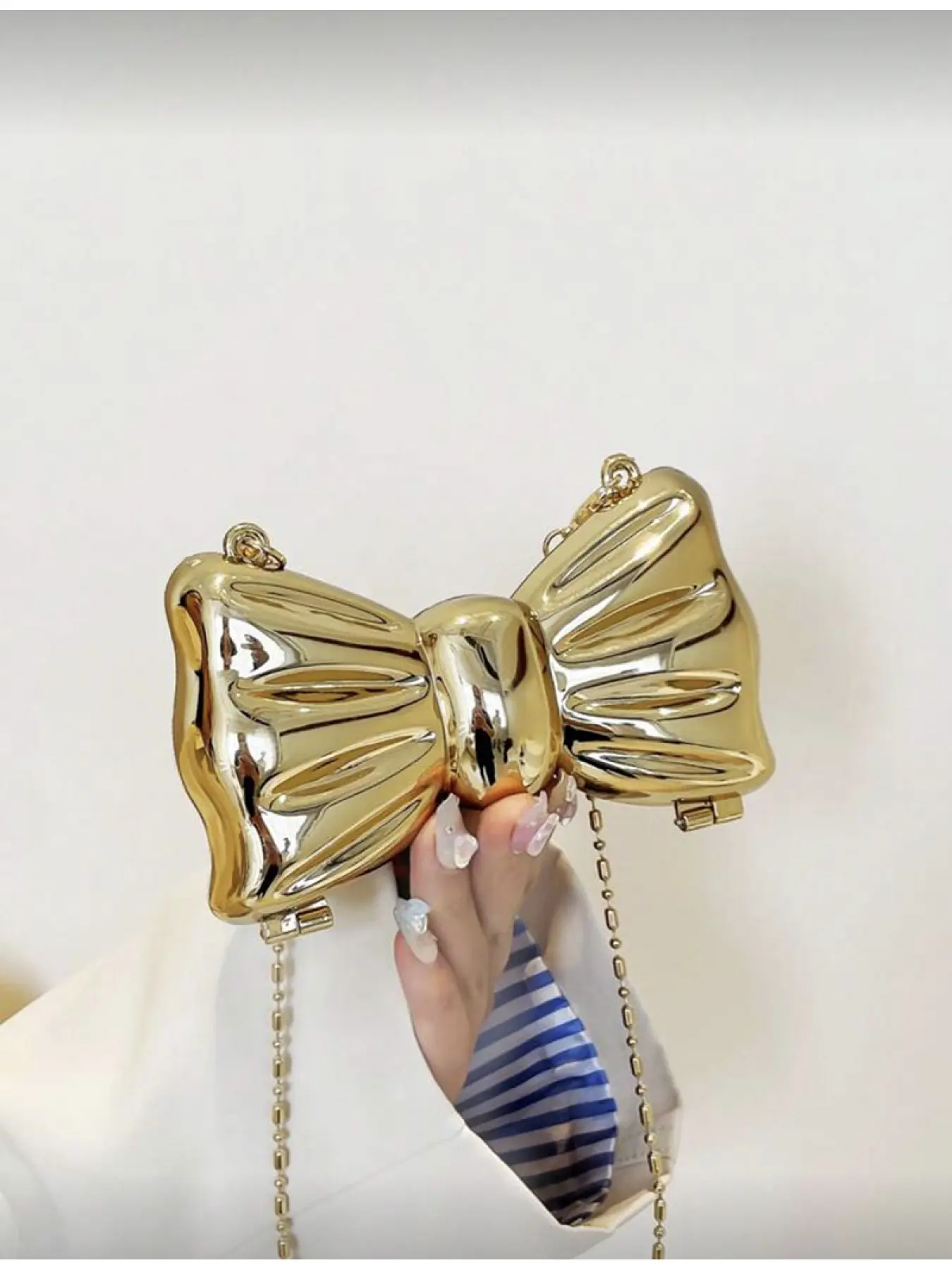 Women s Bowknot Mini Party Bag Chain Crossbody Wallet Wedding Date Clutch Purse Fashion Handbag Elegant Embossed Bag Fashionable Bags