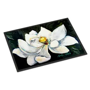 Magnolia Floral Motif Floor Mat - 24x36 in, Non-Slip Rubber Backing, Fade-Resistant, Suitable for Indoor-Outdoor Use