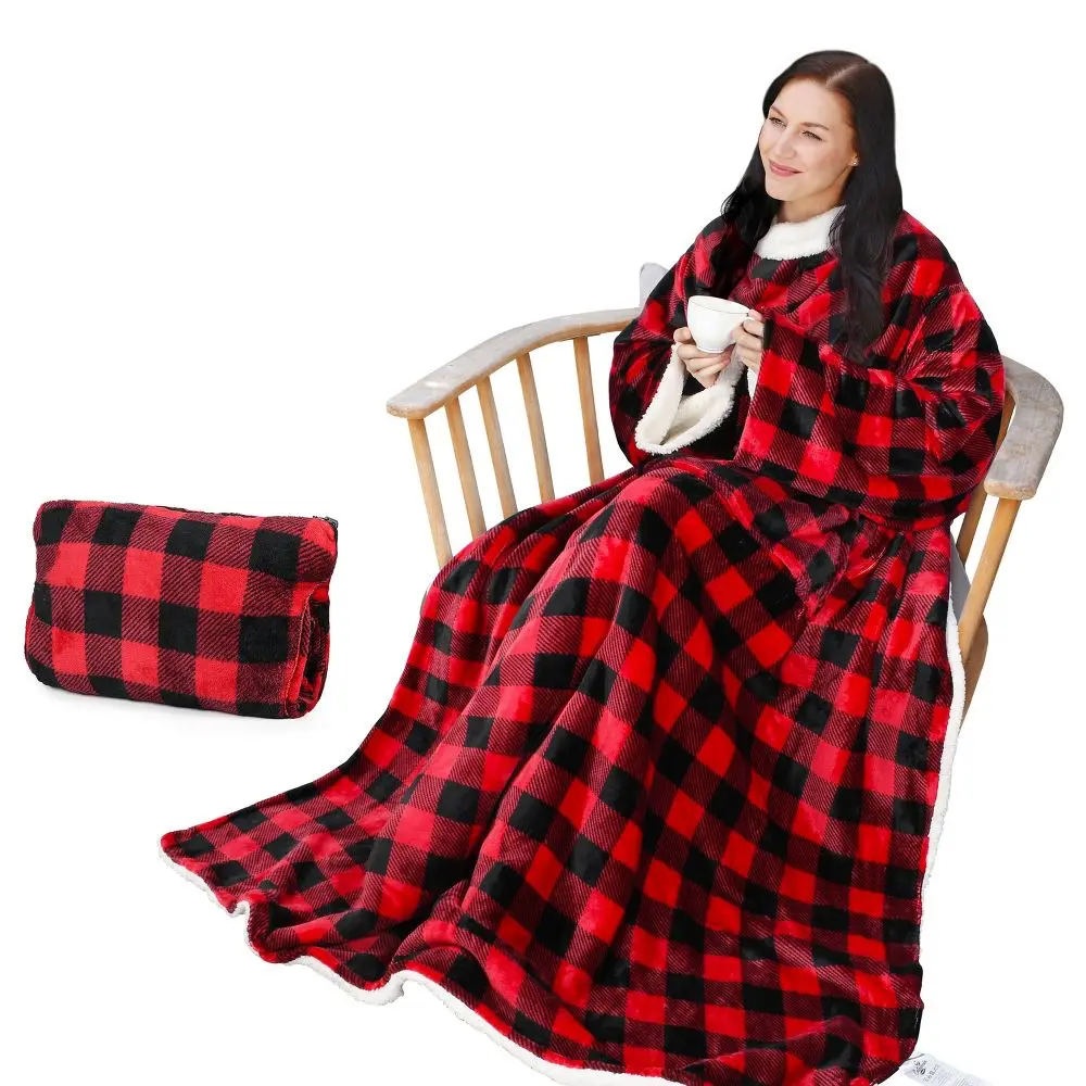 Catalonia Woman Man Faux Shearling Wearable Blanket Snuggly with Sleeves Arms Super Soft Cozy TV Blankets Cozy Gift for Women Men, Christmas, Birthday