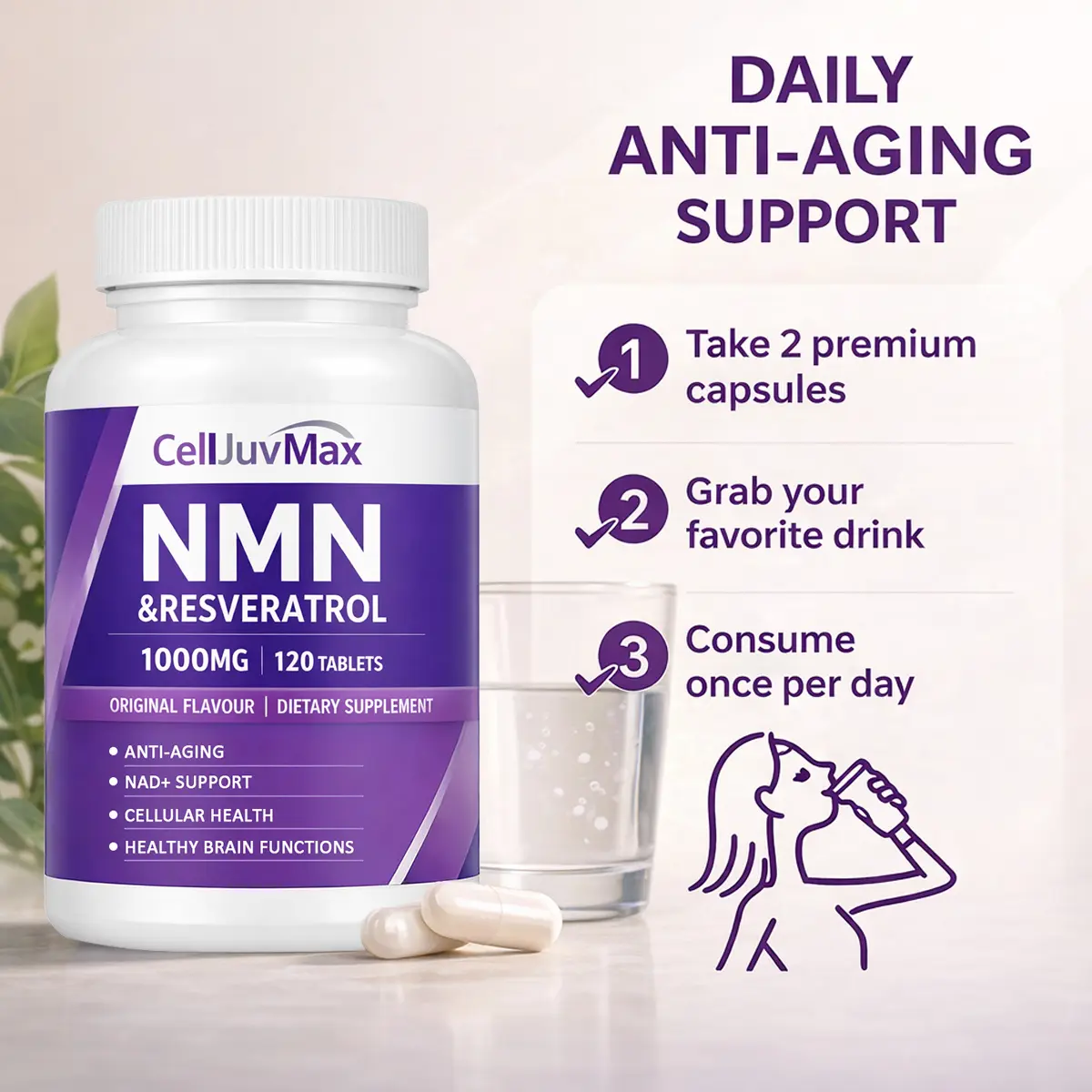 NMN 1000mg 10-in-1 Advanced Formula 500mg Pure NMN with Vitamin C, Resveratrol, CoQ10, TMG, Quercetin & Glutathione Zero Fillers Daily Supplement - TikTok Shop NMN 1000mg 10-in-1 Advanced Formula 500mg Pure NMN with Vitamin C, Resveratrol, CoQ10, TMG, Quercetin & Glutathione Zero Fillers Daily Supplement - TikTok Shop