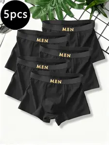 5-pack, Men's Underwear, Boxer Men's Underwear, Men's Casual Sports Training Underwear - Premium Texture Elastic Men's Underwear and Boxing Shorts, Size XS-XXL