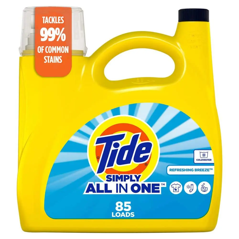 Simply All in 1 Refreshing Breeze Scent Liquid Laundry Detergent, 85-Loads, 107 fl. Oz.