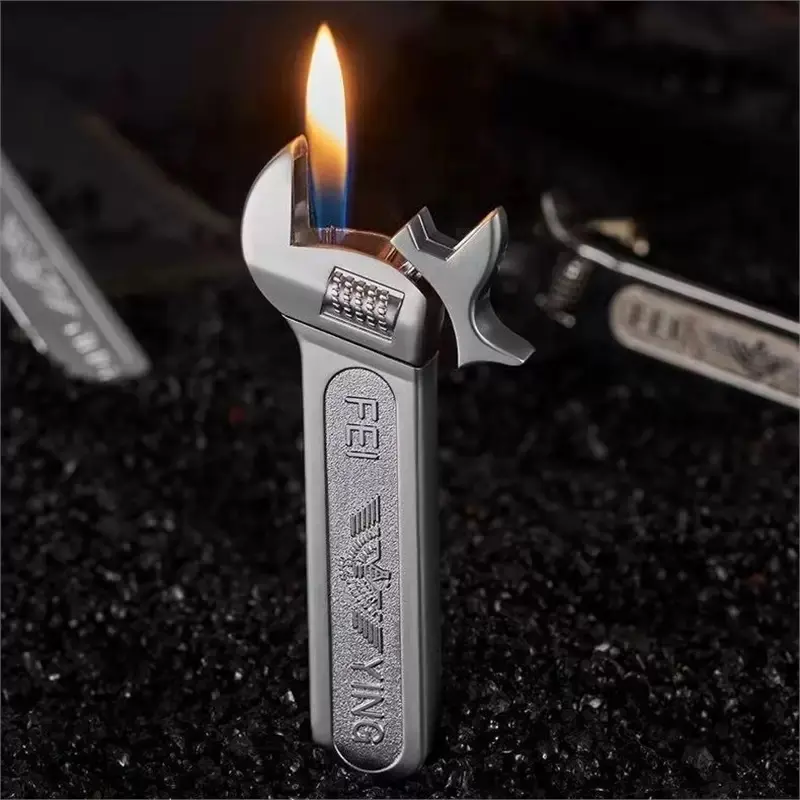 Portable Wrench Shape Butane Windproof Lighter, Creative Novelty Tool Butane Lighter, Cool Daily Carry Gift for Men Outdoor Enthusiasts