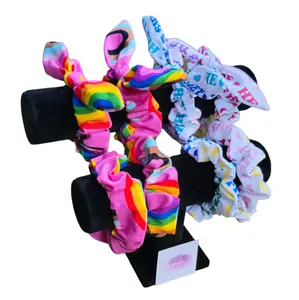 Set of 5 - Hair Scrunchies - Basics & Bows - Pride Rainbow - He She They - Pick 3 Bows & 2 Basic Scrunchies