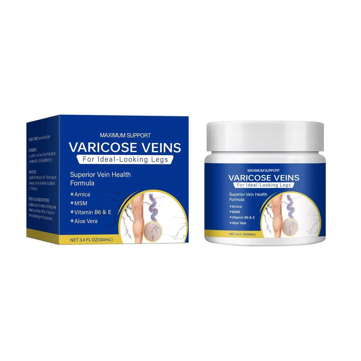 Varicose veins cream improves varicose vein protrusions, reduces pigmentation, promotes blood circulation, relieves leg stiffness and pain, supports daily leg care through application and massage for smooth-looking legs.